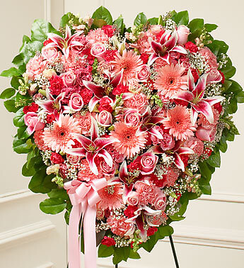 Pink Mixed Flower Heart